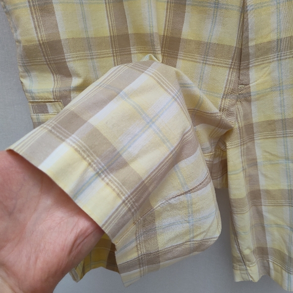 Haggar men's plaid yellow shorts cotton summer boat casual preppy 42 pastel - Picture 3 of 10